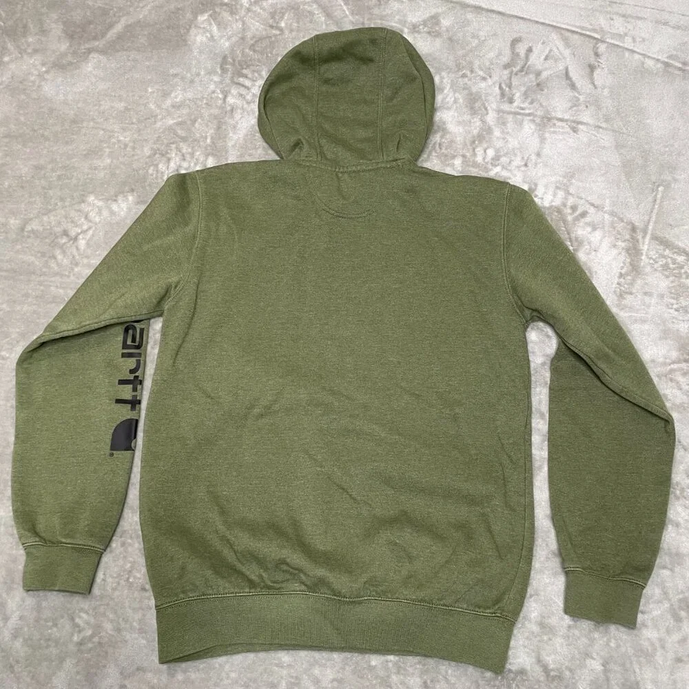 Carhartt Mens Loose Fit Midweight Logo Sleeve Hoodie Size Small Green